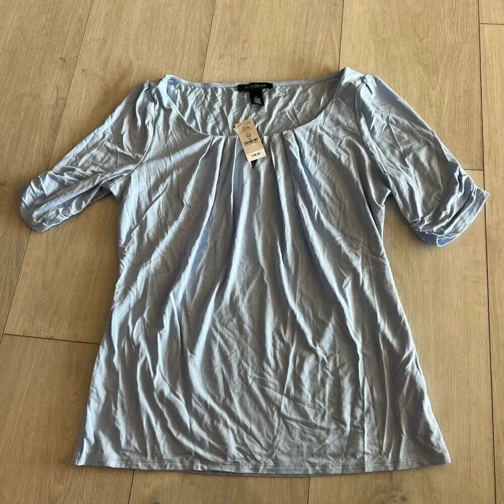 White House Black Market Light Blue Gathered Flowy Tee size m